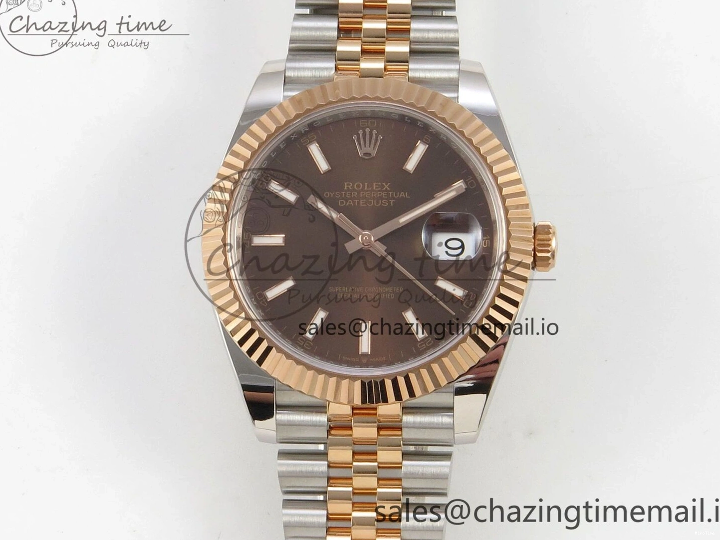 MiroTime 0202 DateJust 41 126331 SS RG ARF 1:1 Best Edition Brown Stick Dial on Jubilee Bracelet SH3235 (Weighted) TopPick 196